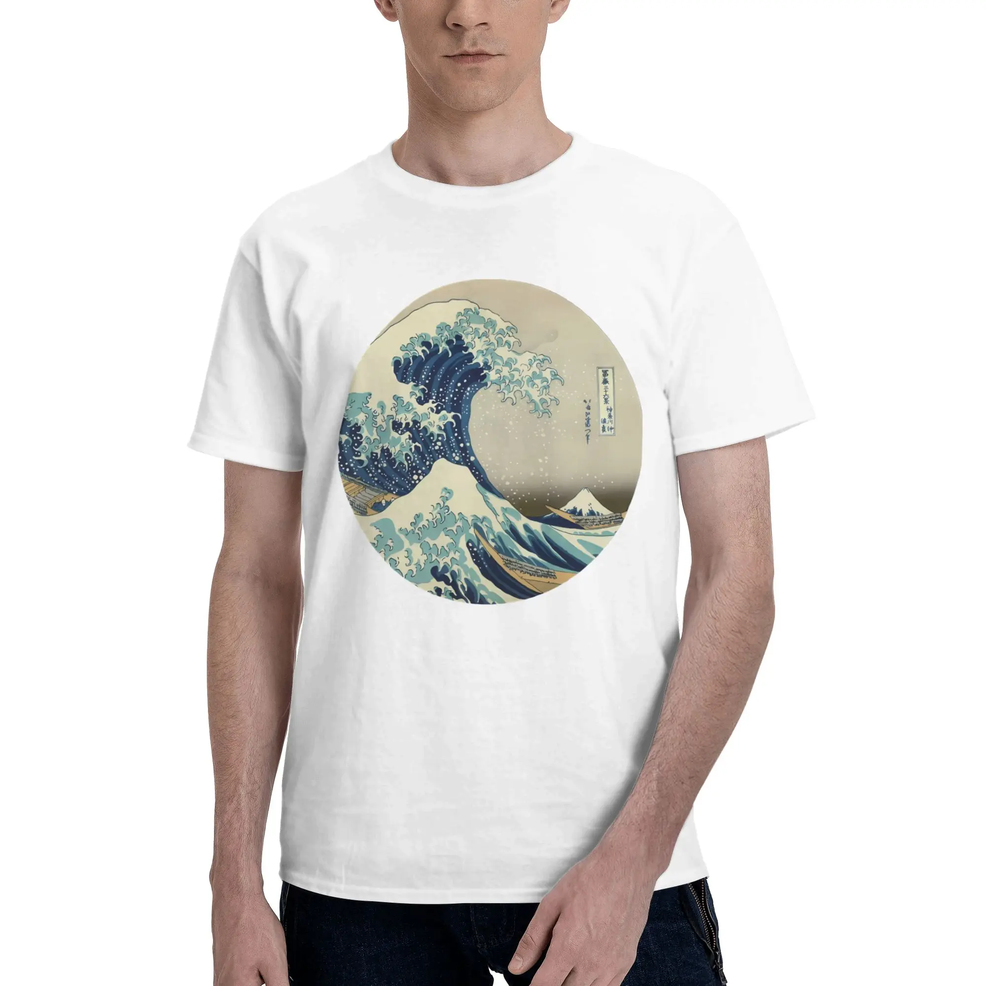 Great Wave off Kanagawa circle Salt Style Reversible T-shirt Casual And Loose Women's T-shirts