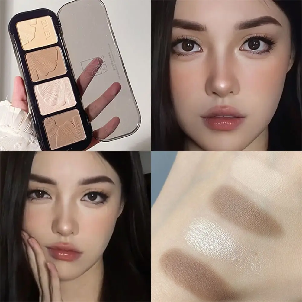 لوحة كونتور 4 في 1 للارتداء طوال اليوم، تغطية غير لامعة، منحوتات كنتوري، مسحوق تظليل، هايلايتر، شحذ برونزي #5