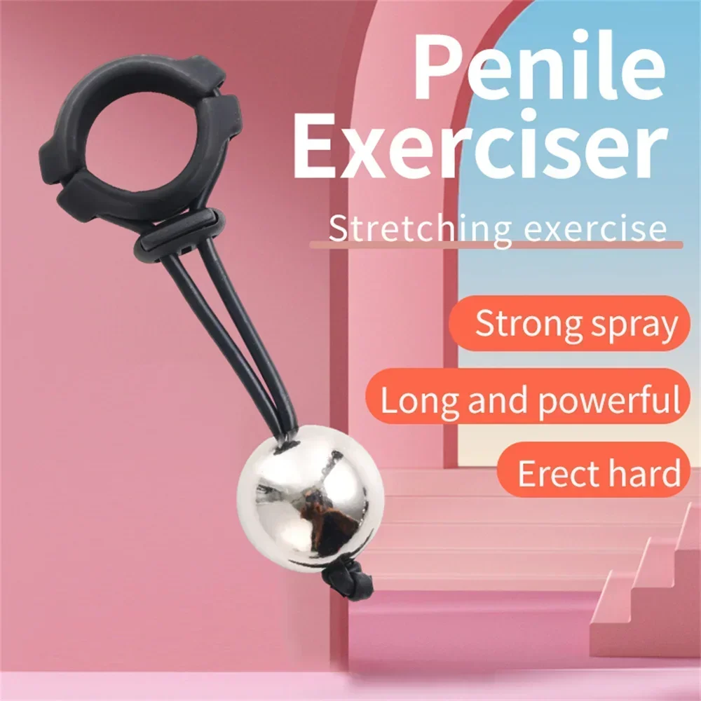 Men Cock Rings Drop Ball Heavy Weight Stretcher Silicone Penis Ring Enlargement Extender Pull Eexercise Tool Adult Erotic Toys