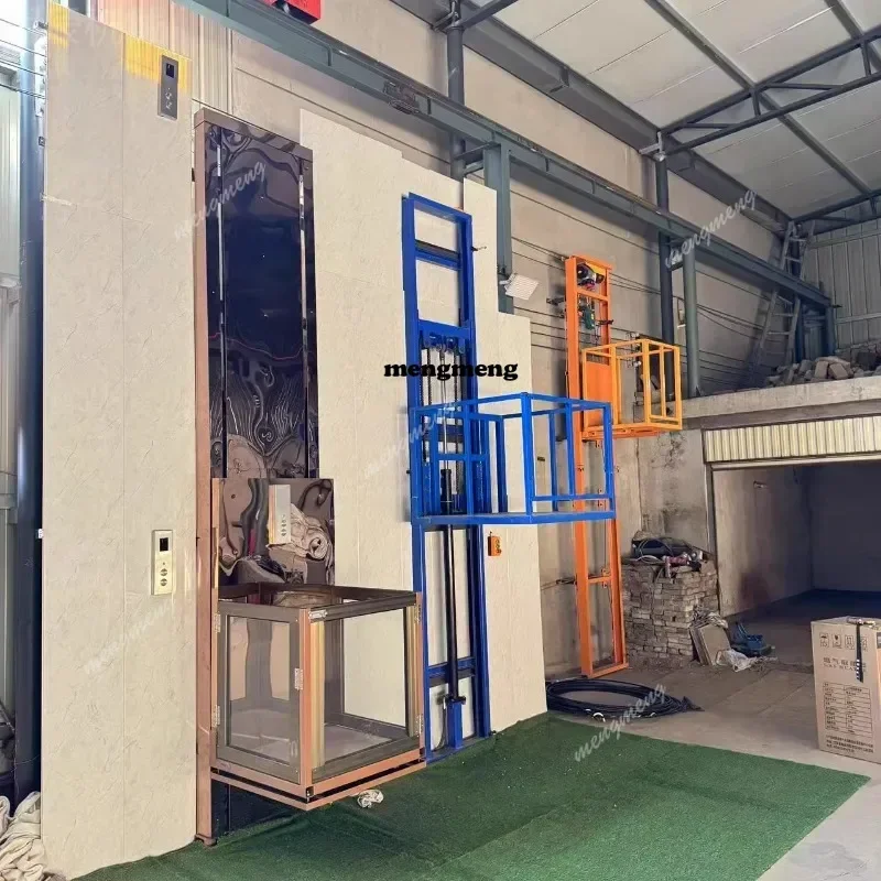 New arrive Rail-type Cargo lift Monorail Hydraulic platform Warehouse Workshop Small Home elevator Customizable