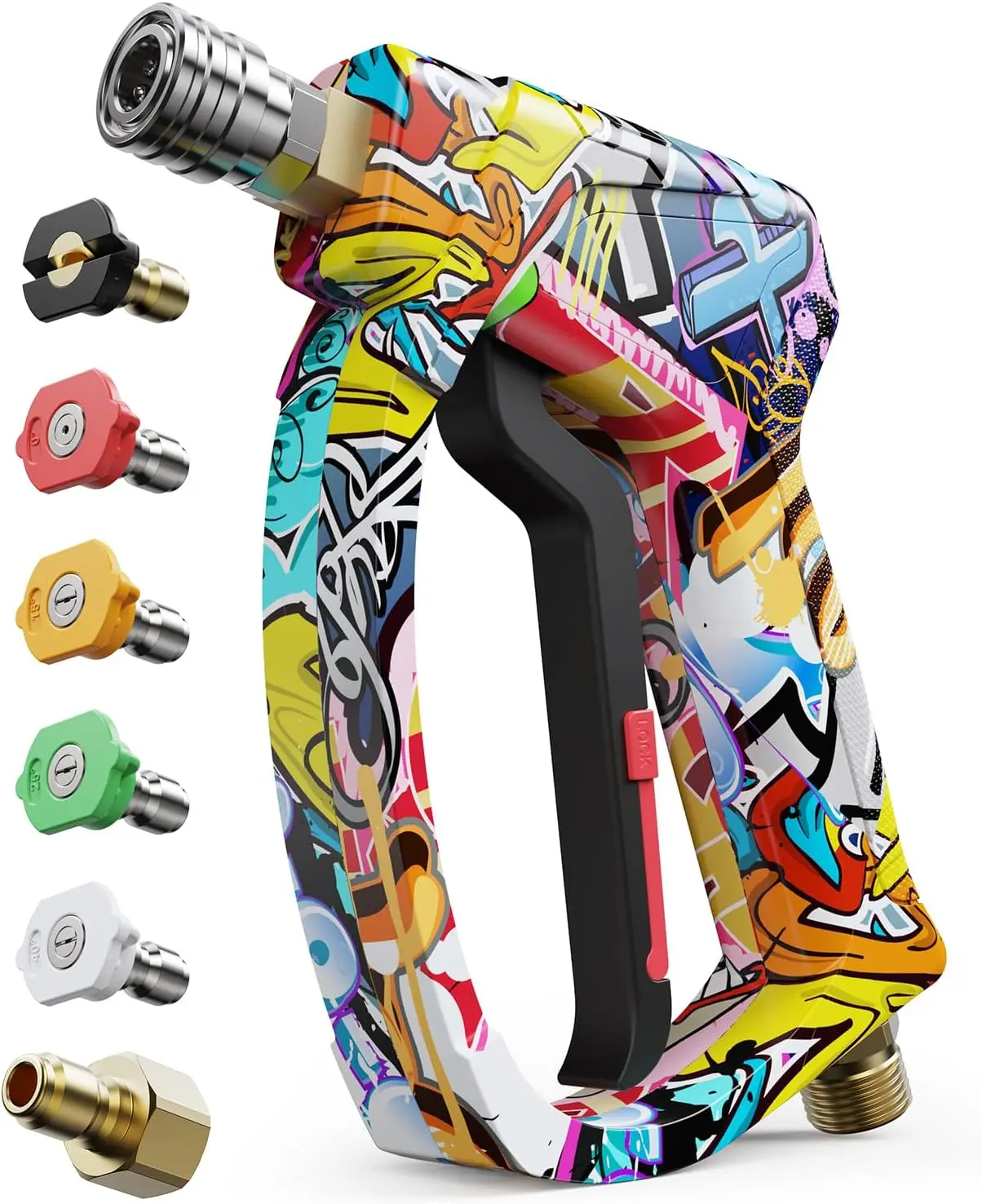 

Короткий пистолет для мойки высокого давления 4000 PSI с соединениями M22-14 мм и 3/8 дюйма, 5 насадок и быстроразъемное соединение для мойки автомобилей