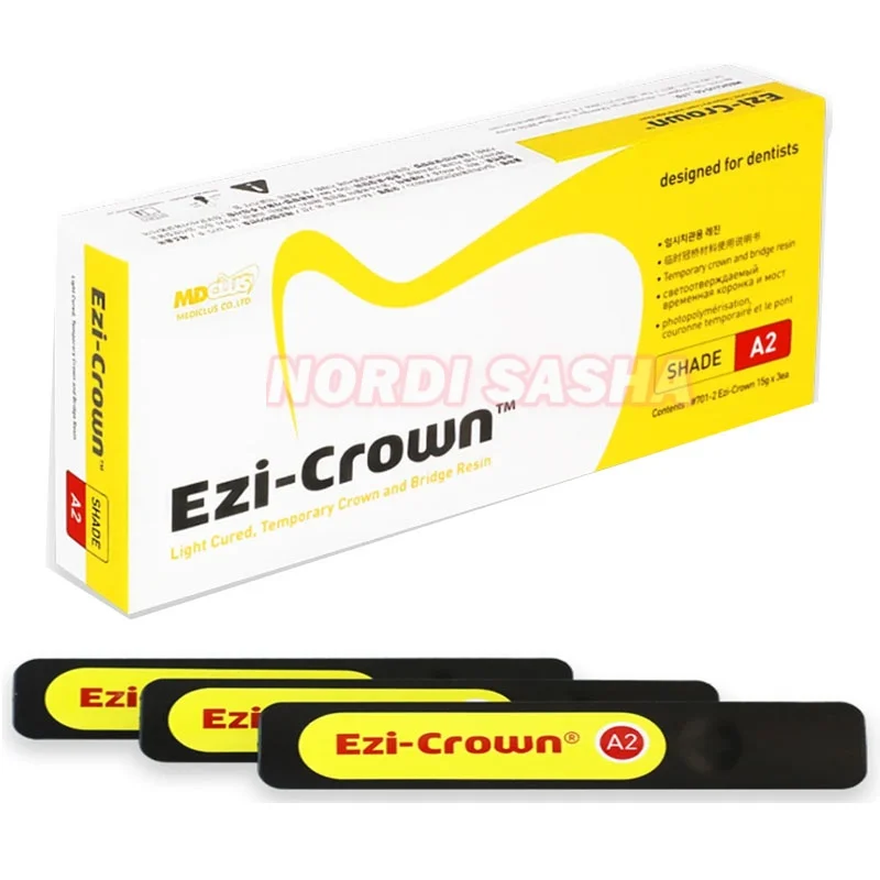 3Pcs*15g/Box Dental Ezi CrownTemporary Crown &Bridge Resin Material Light Cure Temp Inlay Relining Dental Casting Wax