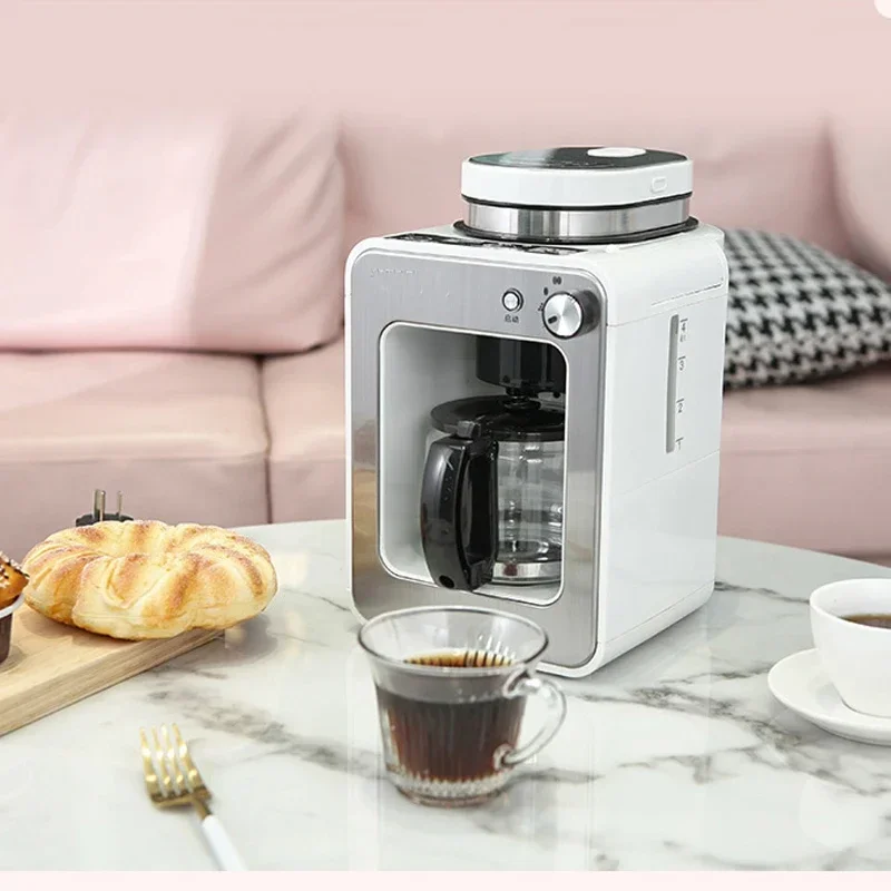 New Household Automatic American Coffee Machine Drip Type Coffee Maker with Filter Coffee Bean Grinder 2 in 1 Tea Maker 220V