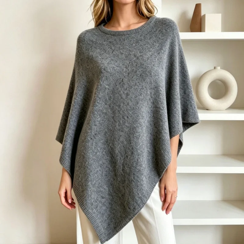 Faux Cashmere Large Shawl Cape Knitted Outer Layer Stylish Wrap Women Warm Cover Up for Daily Wear and Outdoor Use