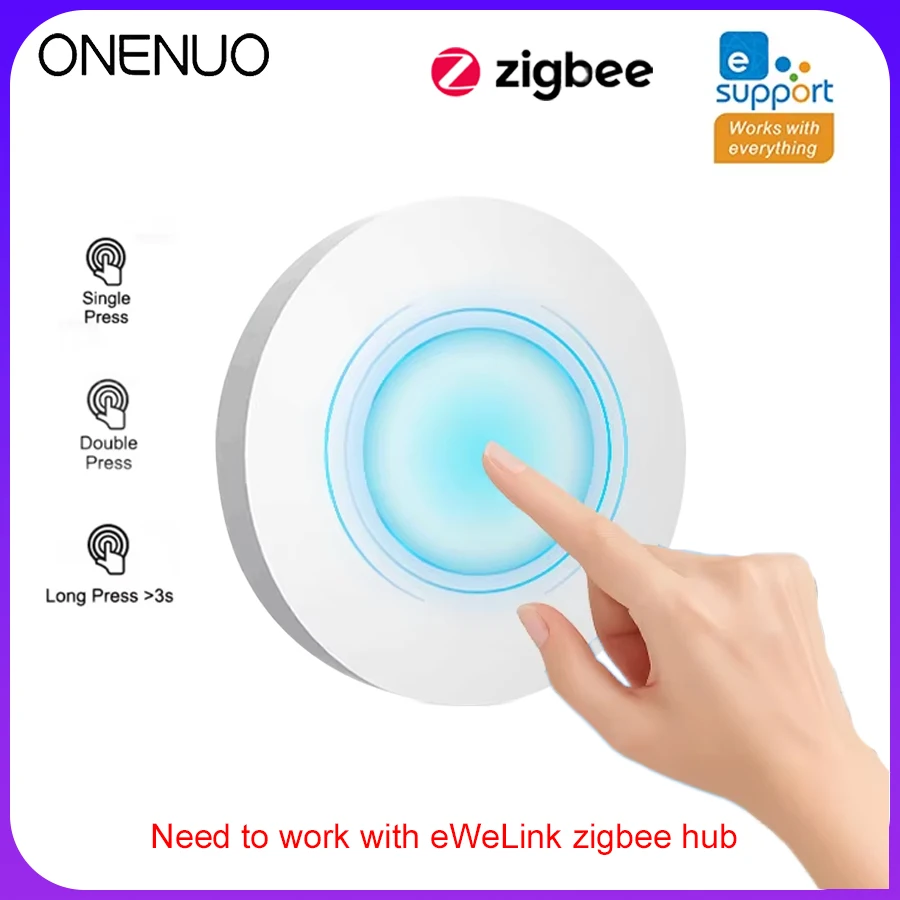 يتضمن مفتاح Zigbee الذكي اللاسلكي بزر الضغط على البطارية وجهاز التحكم عن بعد ومفتاح السيناريو الآلي مع Ewelink Gatway