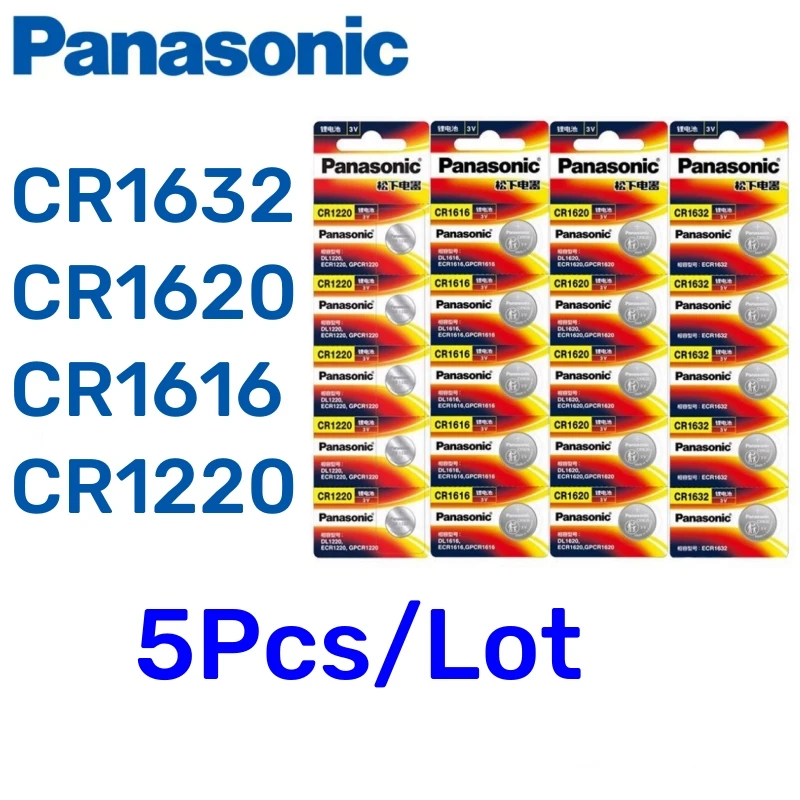 5pcs Original Panasonic 3V CR1632 CR1616 CR1620 CR1220 Button Batteries Cell Coin Lithium Battery For Watch Electronic Toy