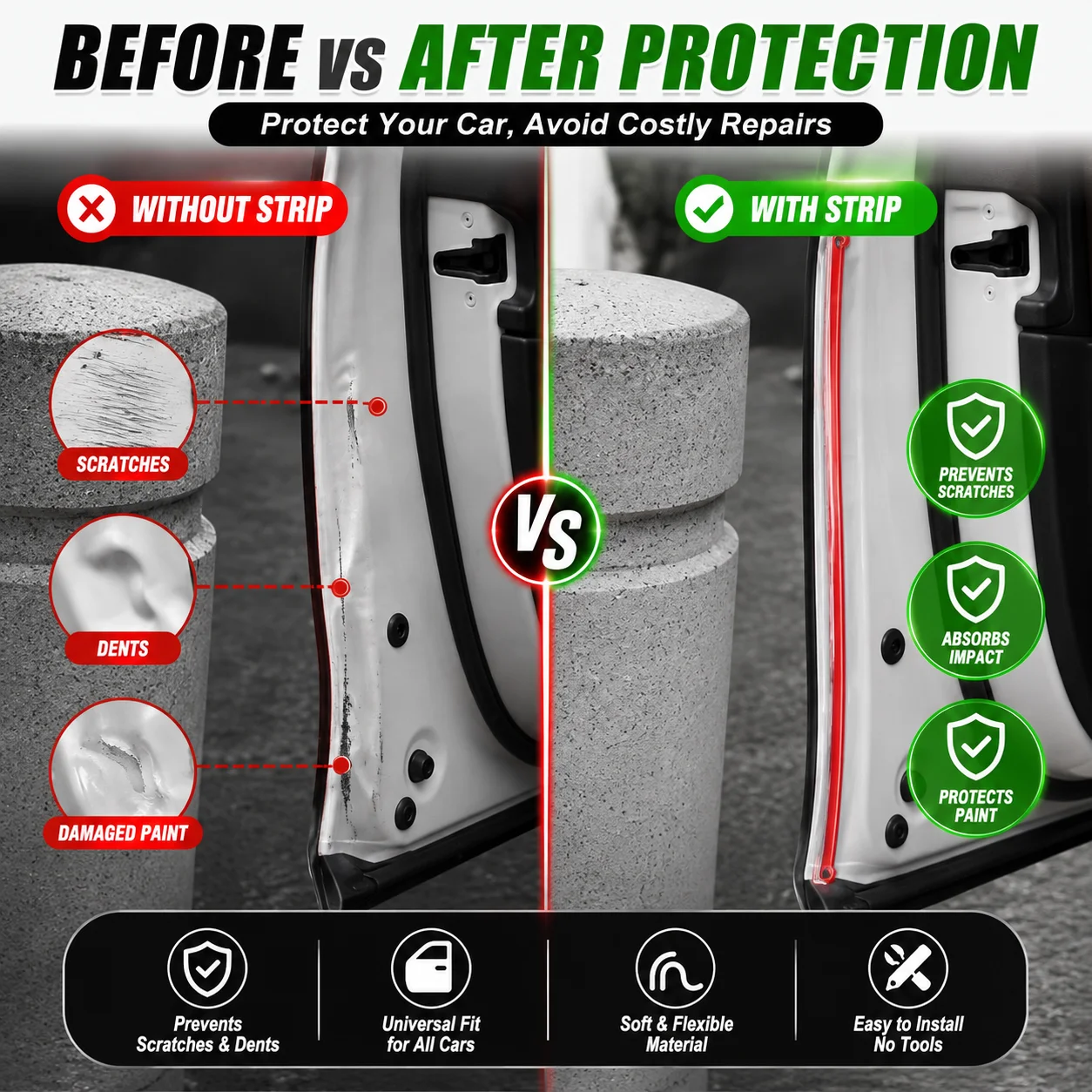 Car Door Anti Collision Strip U Type Universal Car Door Protection Edge Protector Styling Moulding Strip Rubber Scratch Bumber