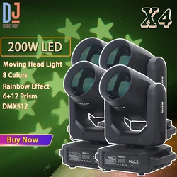 4Pcs/lot LED 200W DJ Stage Light Beam Spot 18 Prism Moving Head Light Rainbow Effect DMX512 Party Club Stage Lighting Effects