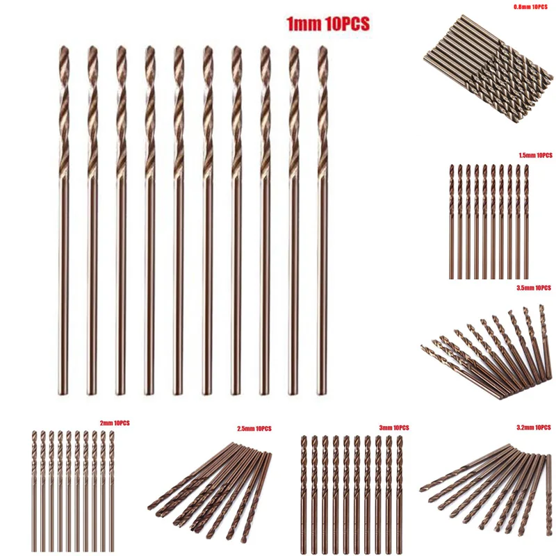 Punte da trapano in acciaio ad alta velocità per alluminio per plastica Dritto per legno 10 pezzi 1mm-3.5mm Set vendita calda nuovo stabile