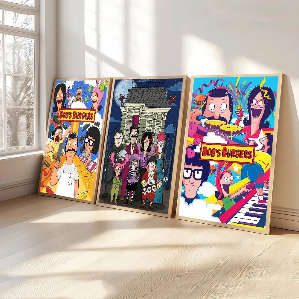 Cartoon Cute B-Bob B-Burgers DIY Sticky Poster Fancy Wall Sticker for Living Room Bar Decoration Wall Decor