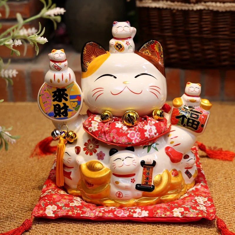 

Большой керамический орнамент Lucky Cat открывает, шейкер для стойки регистрации, домашний офис, автоматическая копилка Beckons, богатый кот