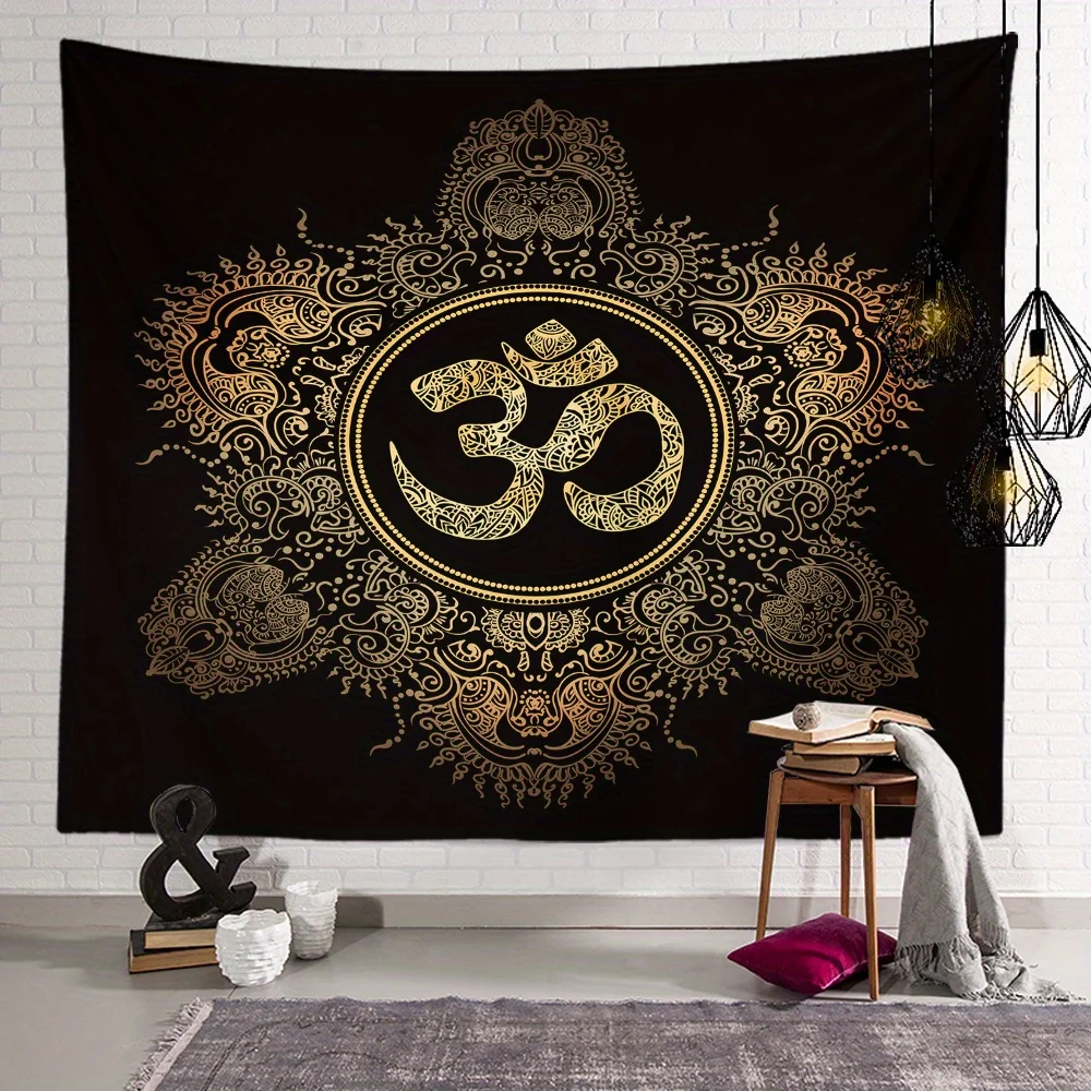 

Golden Om Tapestry Background Cloth Hanging Cloth Bedroom Bedside Decorative Wall Cloth Rental Dormitory Tapestry