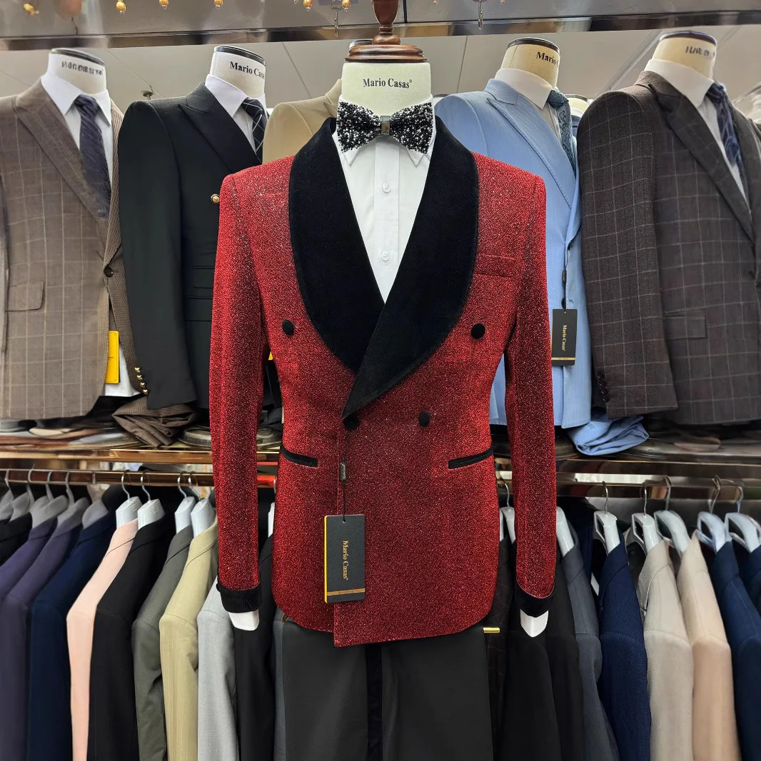 

Classic solid color Men's Suit set For Wedding Dress Elegant Single Breasted Jacket Pants For Business Men Groomsmen