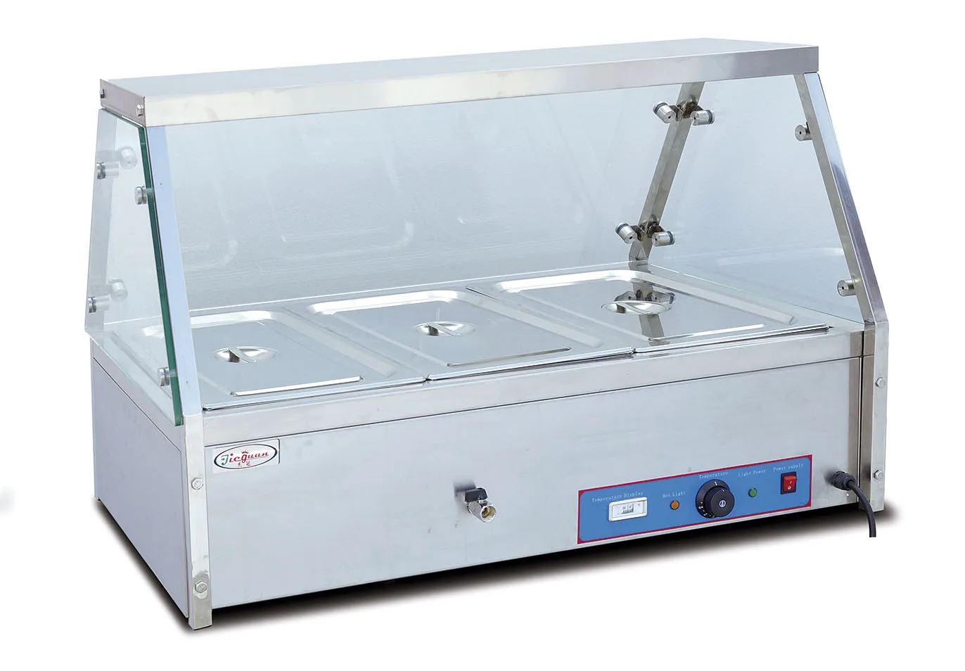 Commercial stainless steel electric buffet bain marie trolley food warmer with cabinet