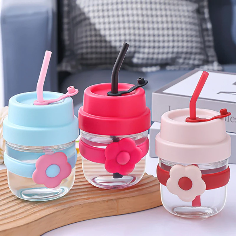 Botol air lucu 400ml cangkir Tumbler dengan PP sedotan terisolasi cangkir termal botol termos lucu untuk jus teh kopi
