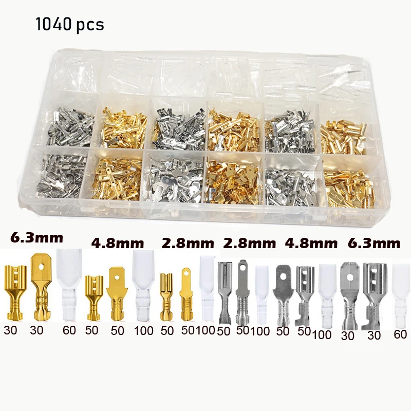 Box Male Female Wire Connector 2.8/4.8/6.3mm Electrical Crimp Terminals Termin Spade Connectors Assorted Kit