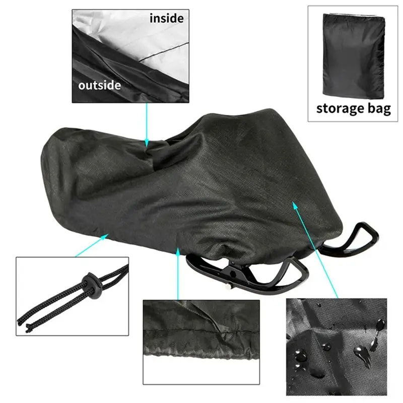 Leading-Edge-2X Snowmobile Cover Waterproof Dust Trailerable Sled Cover Anti-UV Winter Motorcycle Outdoor Black 145X51x48cm