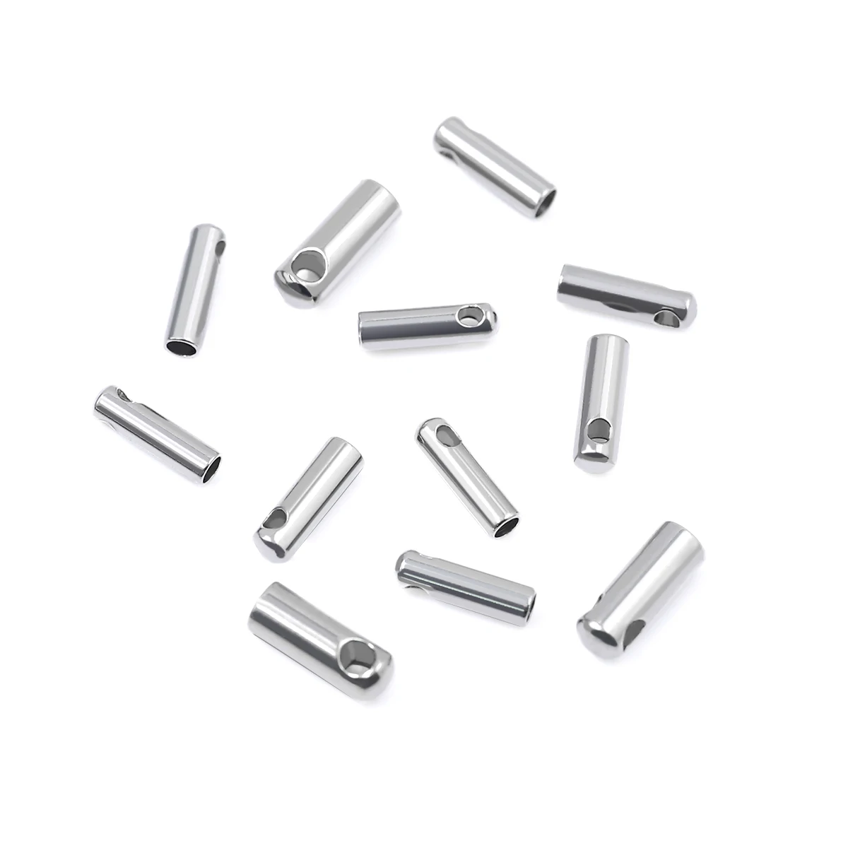 JHNBY Crimp End Edelstahlkappen Lederschnüre Endspitze Perlenkappen Verschlüsse 50 Stück DIY Schmuckherstellung Kordel Zubehör Finden
