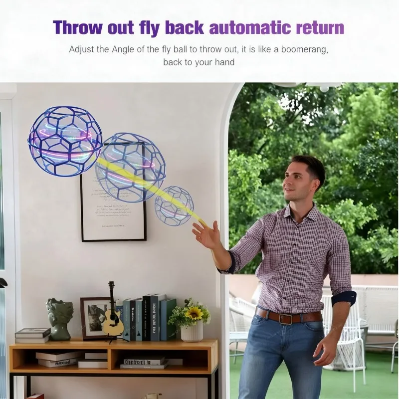 Flying Ball Toy Boomerang Flyorb Magic With LED Lights Drone Hover Ball Fly Nova Orb Flying Spinner Fidget Children Family Gift