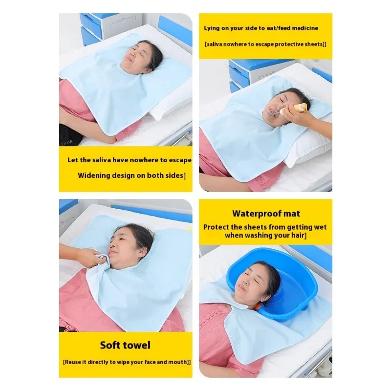 กันน้ํา Bib ผู้สูงอายุผู้ใหญ่ Drooling ผ้ากันเปื้อน Bedridden ผู้ป่วย Incontinence กินคอรั่วไหล Mealtime Diner อัมพาตเตียง