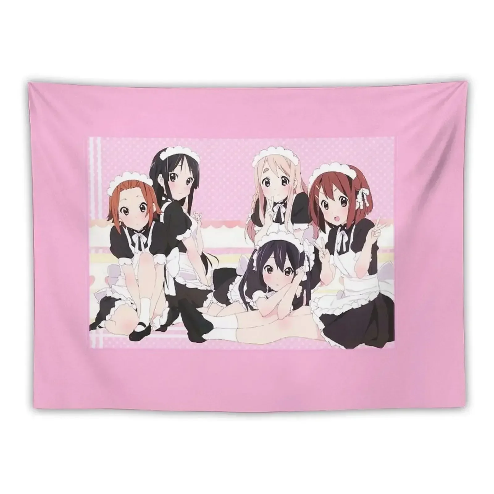 Sweet Pink K-on! Maid Print Tapestry Wall Deco Kawaii Room Decor Tapestry