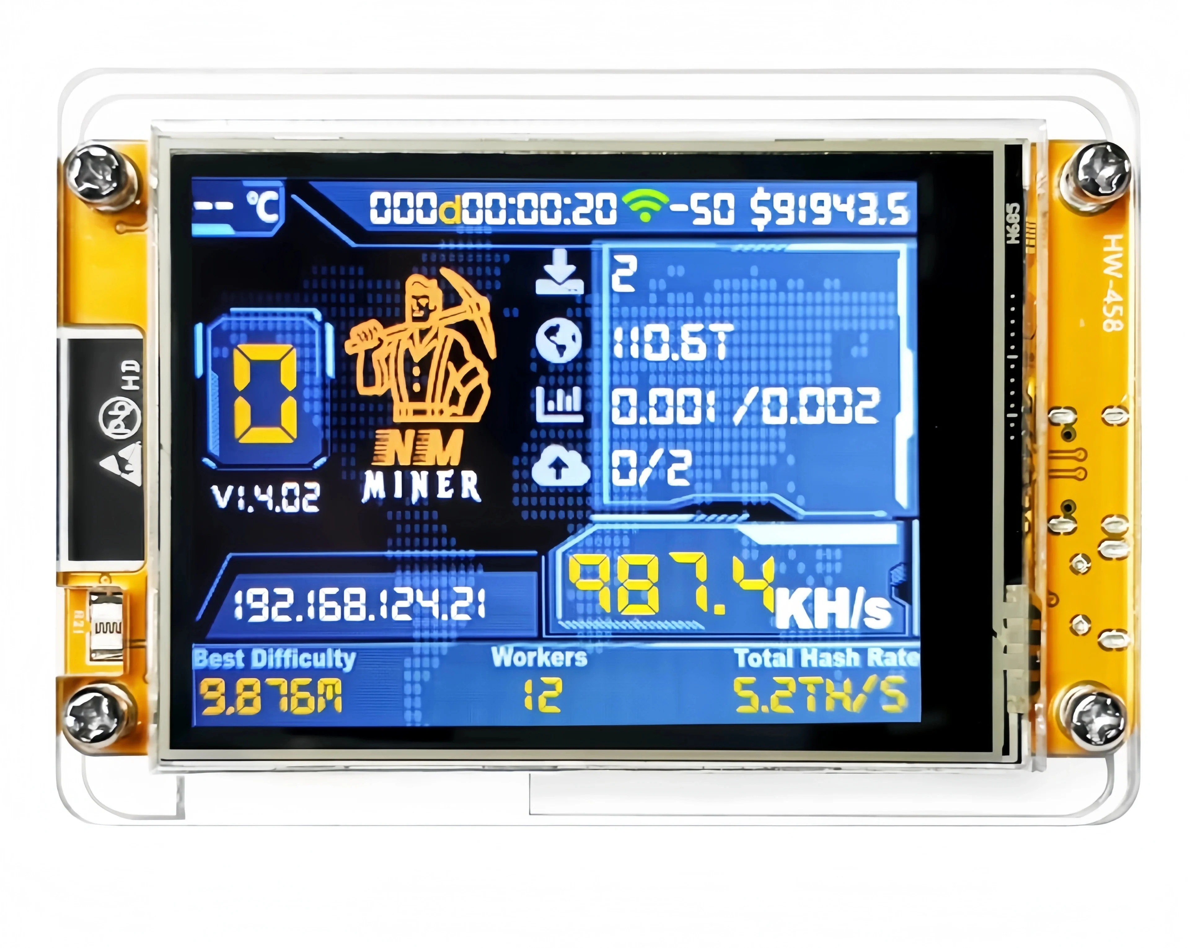 NMMiner V2 1024KH/S 2.8 بوصة عرض ملون بيتكوين مينر سولو مينر تشفير مينر الاستخدام المنزلي BTC #1