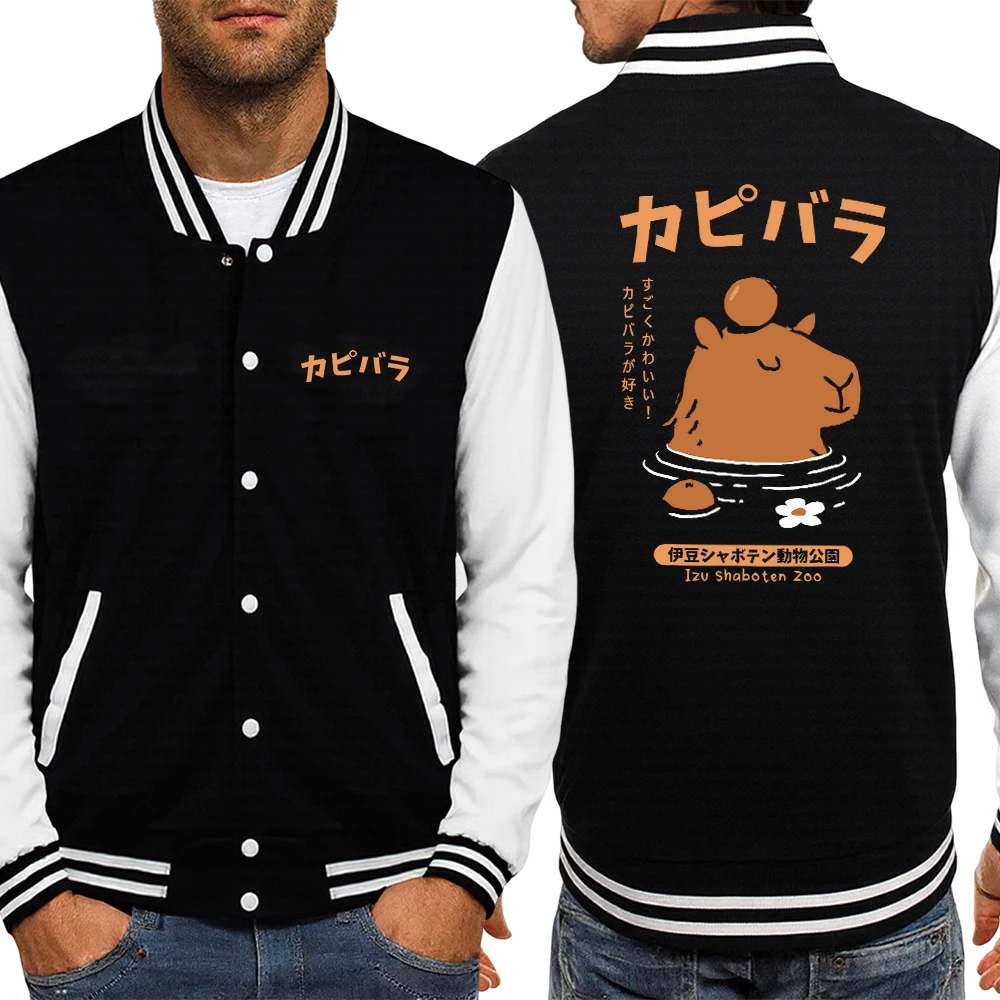 

Japan Izu Shaboten Zoo Pattern Pullovers Men Casual Fashion Jacket Pocket O-Neck Uniform Comfortable Multicolor Streetwear