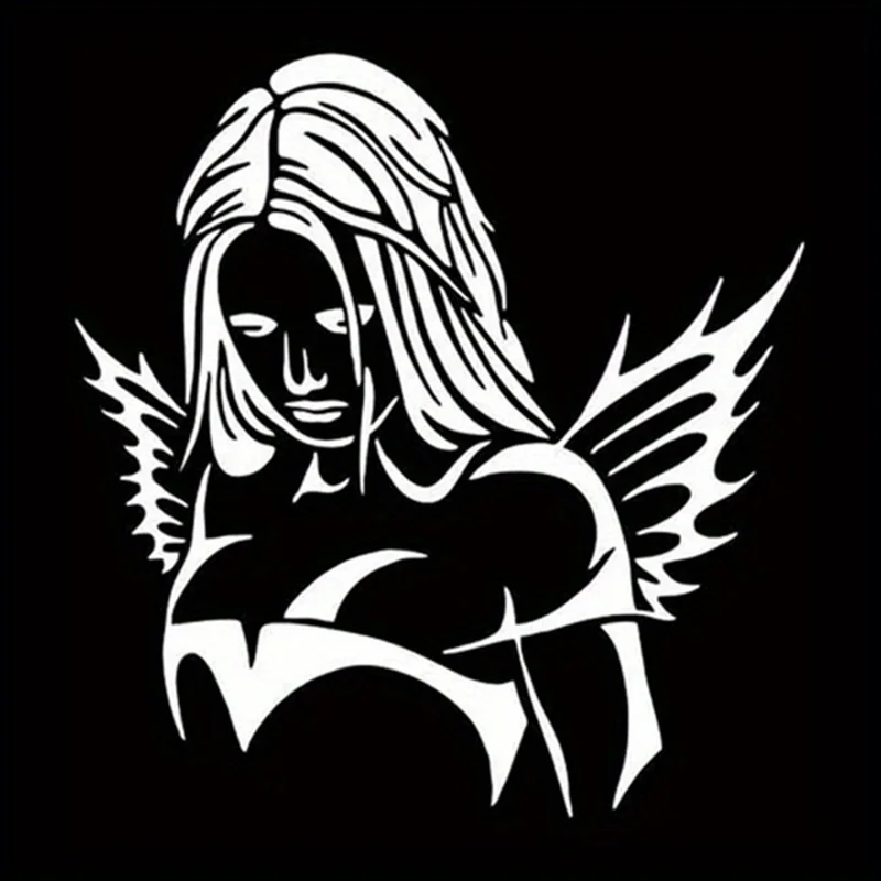 

1PC Black White Angel Silhouette Sticker Stylish Design Adhesive Decal for Car Laptop Phone Decorative