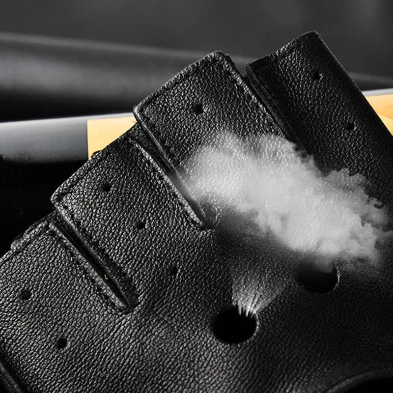 قفازات جلدية بنصف إصبع للرجال ، قفازات قيادة رياضية للياقة البدنية مانعة للانزلاق ، قفاز جلد الغنم العتيق للدراجات النارية ، قوي مقاوم للاهتراء