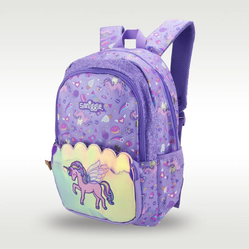 Australia Smiggle hot-selling original children's backpack cute backpack travel bag purple Tianma big schoolbag 16 inch