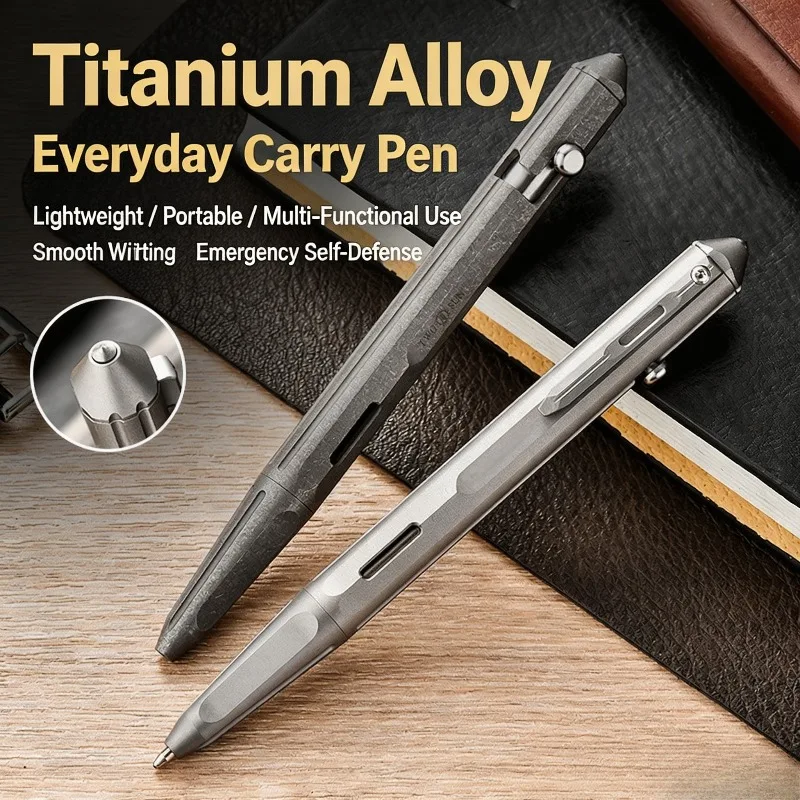 Titanium Tactical Pen Bolt Action Business Signature Pen Multi‑function Portable EDC  Writing Pen for Outdoor Emergency