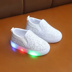 Kids LED Shoes Children Casual Shoes Boys Tennis Shoes Baby Toddler Shoes Luminous Sport Shoes Fashion White Shoes Size 21-30