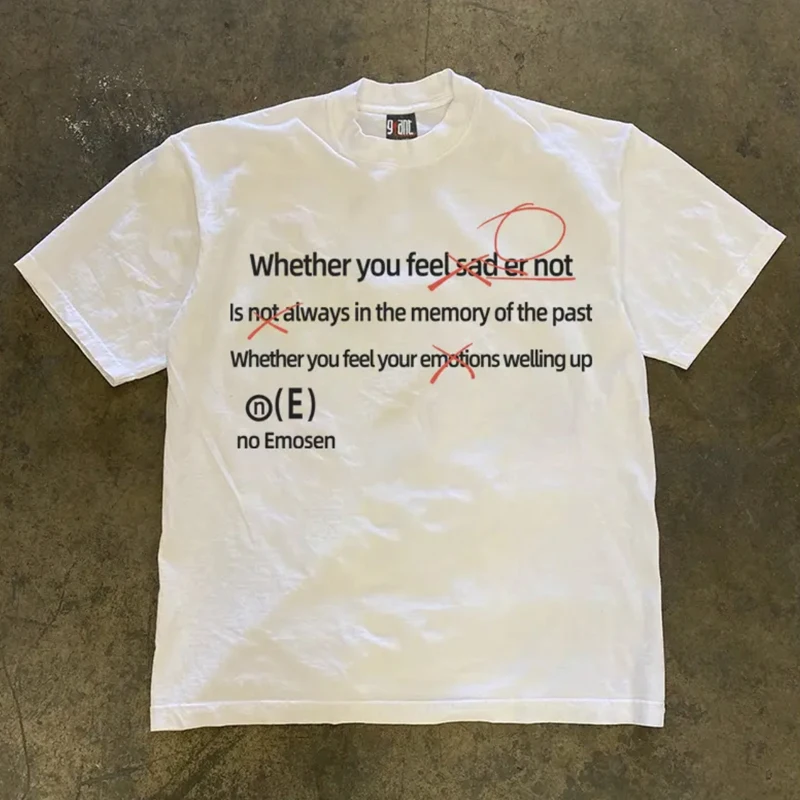 Heavyweight 260g Pure Cotton Loose Fit Short Sleeve American Lettering Unisex Vintage Style T-Shirt by Xiao Chen Story Multi