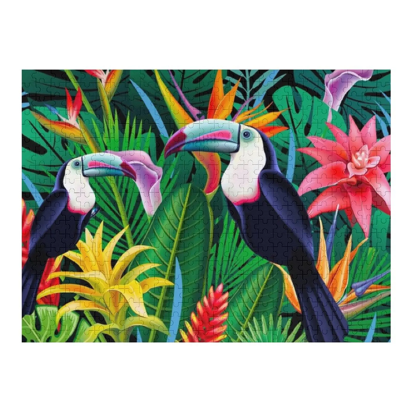 

Tropical Toucans Pattern Jigsaw Puzzle Wooden Name Personalized Custom Gift Personalized Photo Gift Puzzle