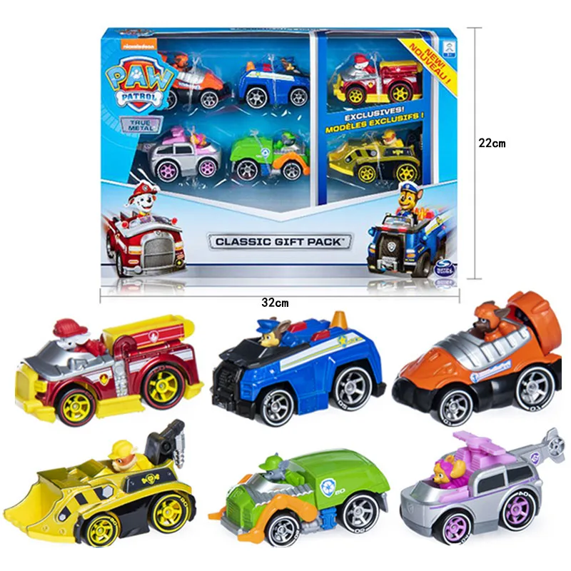 100% Original 6PCS/set Paw Patrol True Metal Classic Gift Collectible Die-Cast Figure 1:55 Scale Ryder Figure Toy Birthday Gift