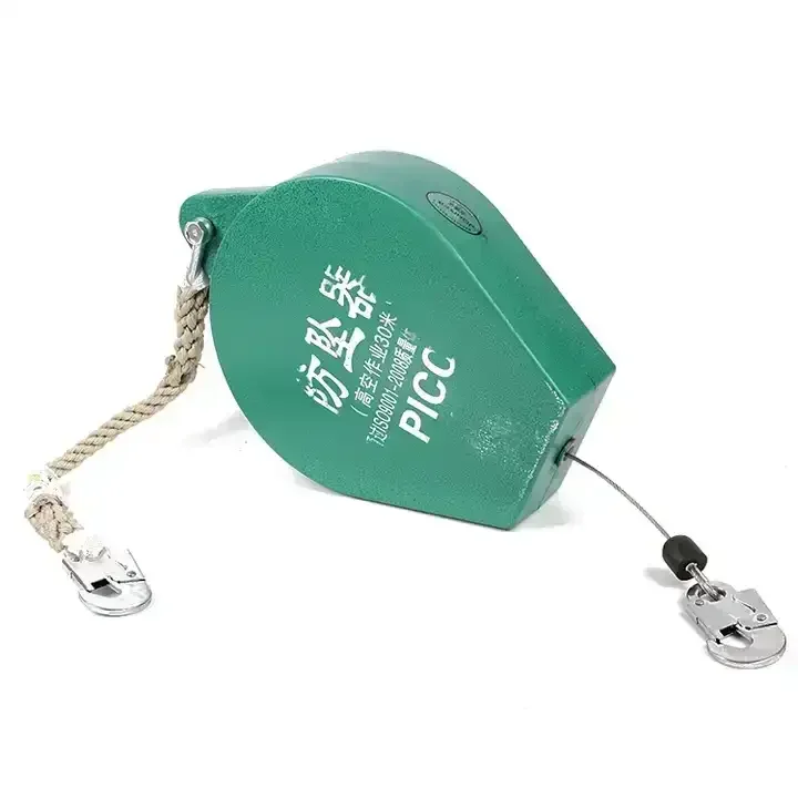 Professional Outdoor Adjustable Certificated Wire Rope Safety Equipment Steel Swivel Hook Self Retracting Life Fall Arrestors