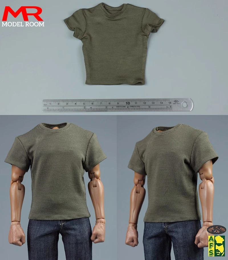 AFS 1/6 Skala Männliche Soldat Einfarbig T-shirt Tops Kleidung Modell Fit 12'' Soldat Action Figur Körper Puppen – Detail 8