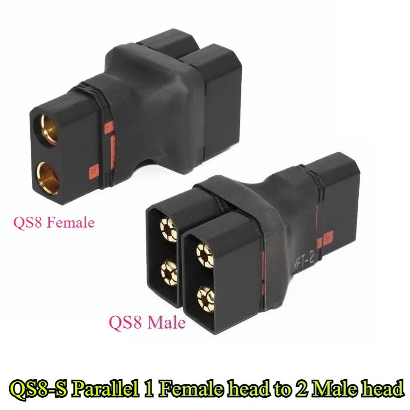 1Pcs QS8-S Parallel Connection Adapter 1 Female to 2 Male head Connector Conversion Head Anti Sparking High Current for RC Drone