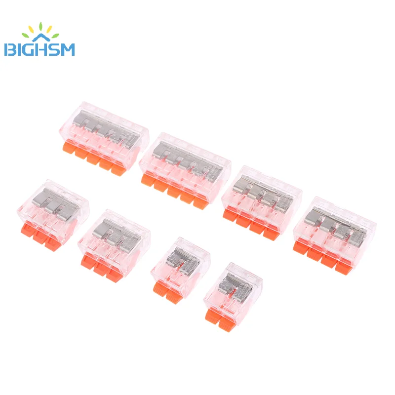 10ชิ้นสายเคเบิลเชื่อมต่อสีส้มชุดขั้วต่อสายไฟขนาดกะทัดรัดรวดเร็วขั้วต่อสายไฟ1เข้าและออก