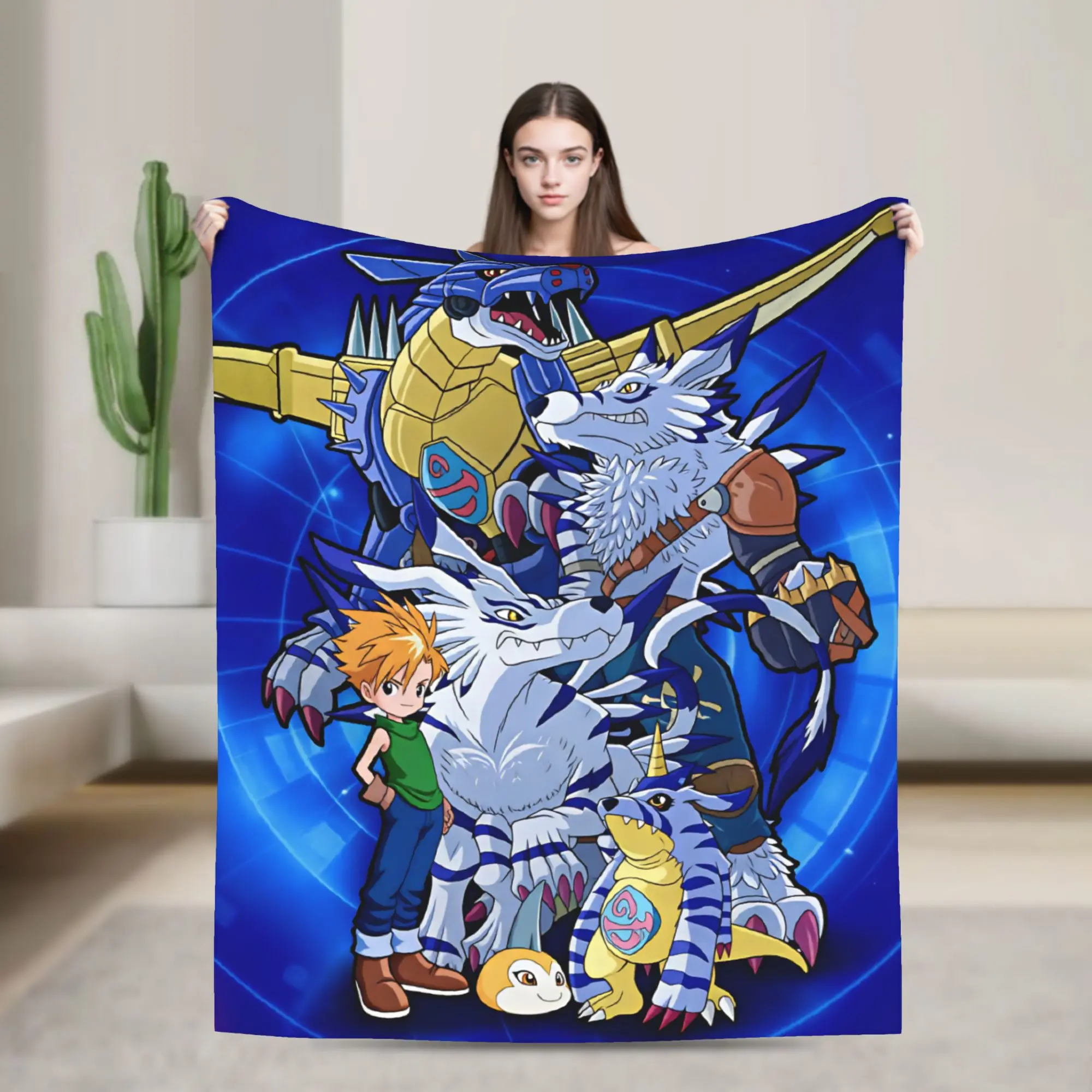 Digimon Adventure Poster Plush Blanket Kids Adult Flannel Bedding Throws For Living Room Warm Soft Design Quality Bedspread Gift