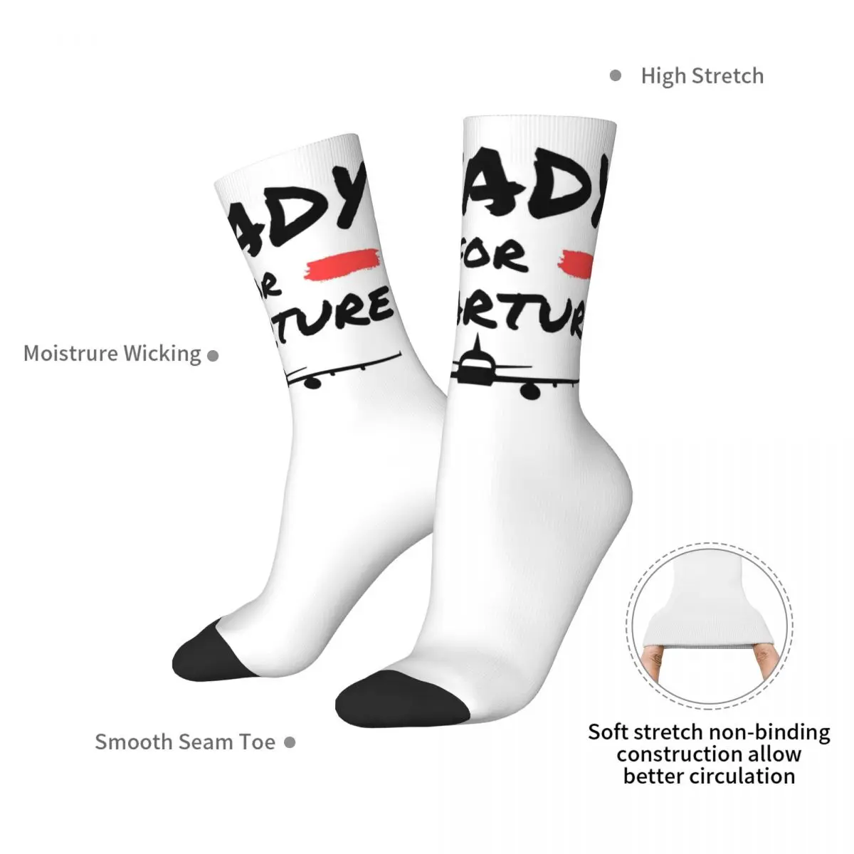 Носки с изображением самолета, готовые к выемке, Harajuku, высококачественные чулки, всесезонные длинные носки для унисекс, рождественские подарки