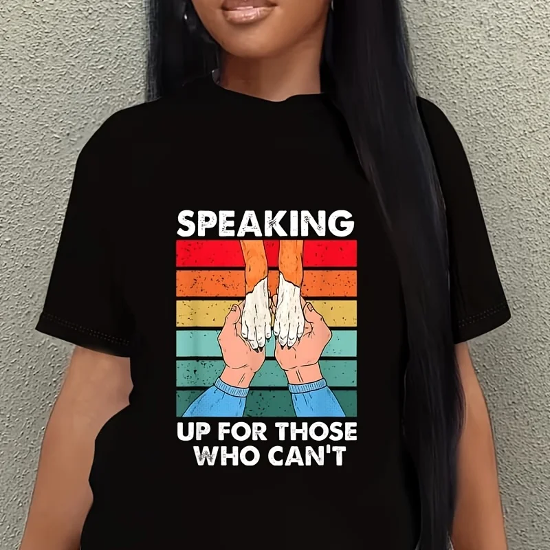 Speaking up Those Who Can'T Animal Rescue Shelter Women's Plus Size T-Shirt 100% Cotton 220g