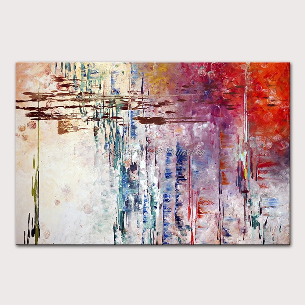 

Mintura,Wall Picture for Living Room Oil Paintings on Canvas,Hand-Painted The Abstraction of Color and Line Hotel Decor No Frame