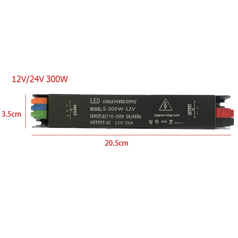 vusum LED-Netzteil, Beleuchtungstransformatoren, 60 W, 100 W, 200 W, 300 W, 400 W, 500 W, AC110–250 V, Adaptertreiber für LED-Streifenlichter, DC12 V/24 V 6