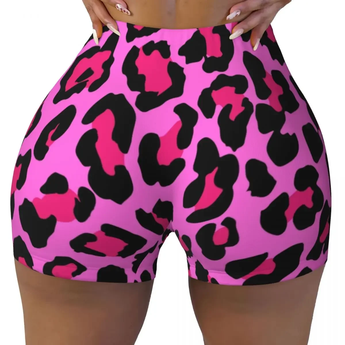 

Пользовательские леопардовые меховые шорты с текстурой кожи ярко-розовые волейбольные байкерские шорты для спортзала для женщин спортивные шорты для йоги