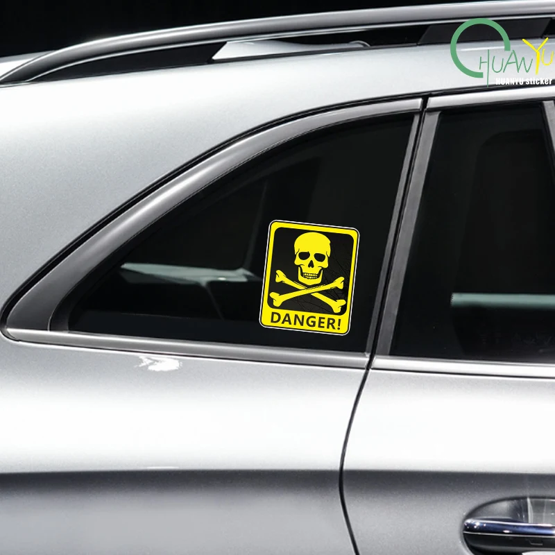 Car Sticker Danger Sign With Skull Symbol Waterproof Vinyl Decal Car Accessories