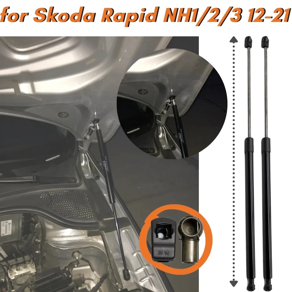 

Qty(2) Hood Struts for Skoda Rapid NH1/2/3 2012-2021 for Volkswagen Polo 2020-2022 Front Bonnet Gas Springs Lift Supports Shocks