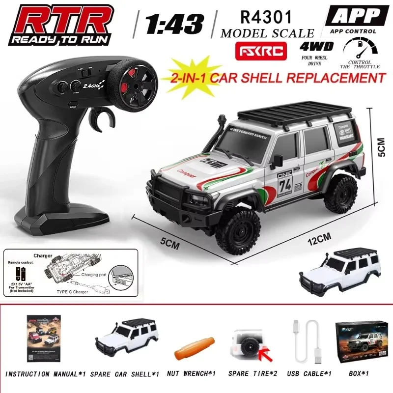 

2026 New 1/43 Remote Control R4301 Off Road Climbing Vehicle Control 4wd 2.4g Drift Remote Control Entry Level Boy Gift Toy Car