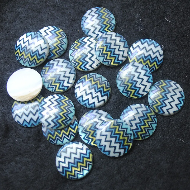 25PCS Natural Shell Cabochons Round Shape Size 19MM With Print Drawing Loose DIY Jewelry Beads Mother Of Pearl Whole