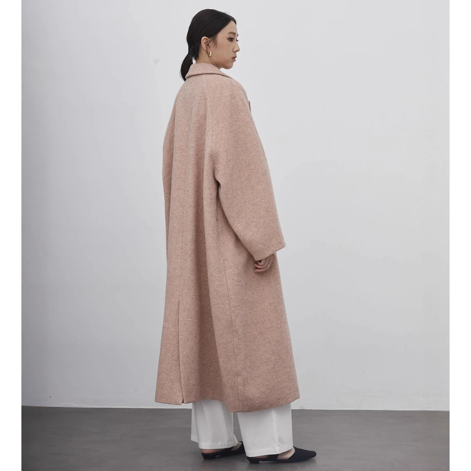 Blazer Longo Feminino Allingentle em Lã Rosa, Jaqueta de Dois Botões para Festa de Coquetel e Looks Diários Personalizados